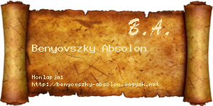 Benyovszky Absolon névjegykártya